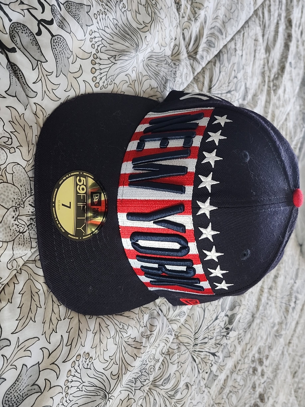 New Era Navy Fitted Cap with Red, White & Blue Stars. NY Yankees.